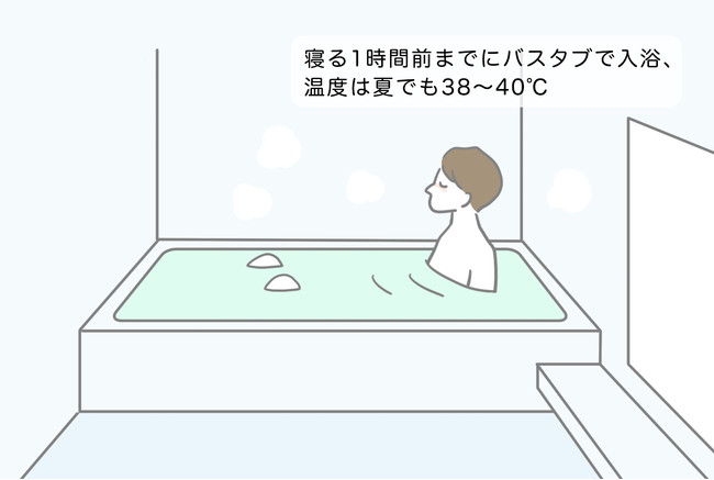 バスタブで入浴、温度は夏でも38～40℃